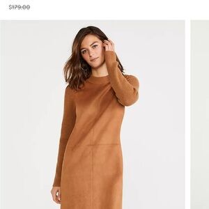 D-9 Ann Taylor Chestnut faux suede and knit dress size Petite X-Small